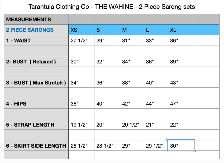 The Wahine - 2 Piece Sarong Set - Tarantula Clothing Company